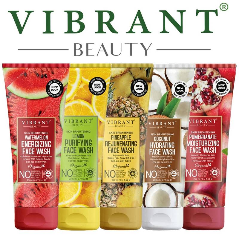 Watermelon Energizing Face Wash
Lemon Purifying Face Wash
Pineapple Rejuvenating Face Wash
Coconut Hydrating Face Wash
Pomegranate Moisturizing vibrant Face Washs   200ml Each